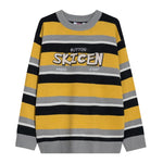 Men Sweater Winter Casual Strip Pullovers Soft Comfortable Long Sleeve O Neck Top Letter Embroidery Fashion XL XXL Boy Clothes