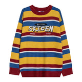 Men Sweater Winter Casual Strip Pullovers Soft Comfortable Long Sleeve O Neck Top Letter Embroidery Fashion XL XXL Boy Clothes